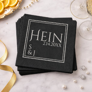 Servilleta De Papel Monograma Iniciales Fecha Bodas Negras
