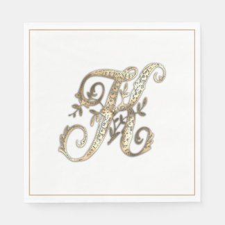Servilleta De Papel Monograma K Dorado Ornate Antiguo