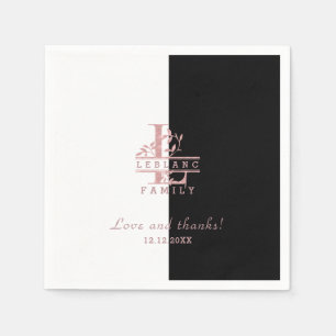 Servilleta De Papel Monograma L Rosa moderno Personalizado dividido en