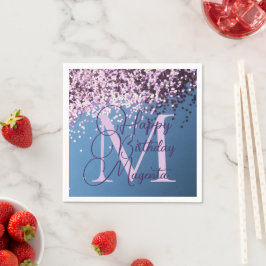 Servilleta De Papel Monograma Lavender Confetti Cumpleaños Personaliza