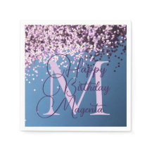 Monograma Lavender Confetti Cumpleaños Personaliza