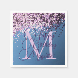 Servilleta De Papel Monograma Lavender Confetti Cumpleaños Personaliza
