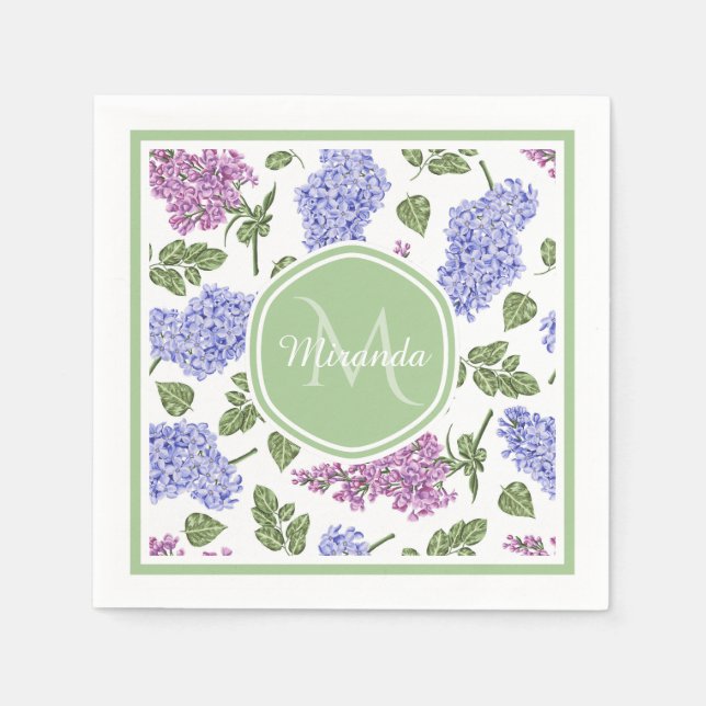 Servilleta De Papel Monograma Lila Lavanda (Anverso)