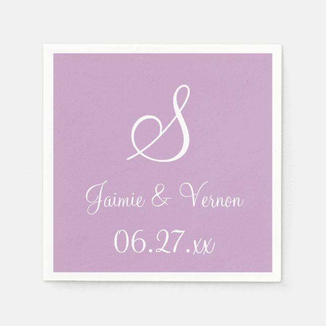 Servilleta De Papel Monograma Lilac Napkins monocromática de moda (Anverso)