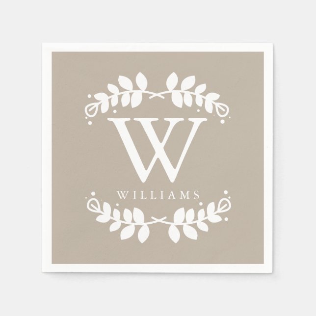 Servilleta De Papel Monograma Linen Beige (Anverso)