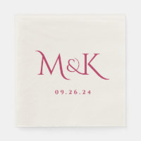 Monograma magenta simple y elegante Boda