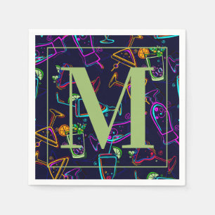 Servilleta De Papel Monograma mezclado moderno de la hora feliz de los