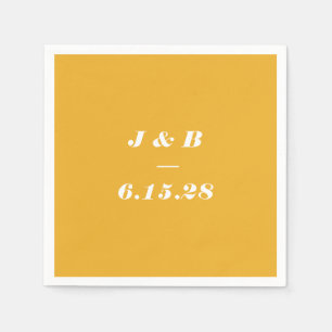 Servilleta De Papel Monograma Minimalista Amarillo Verano Boda Persona