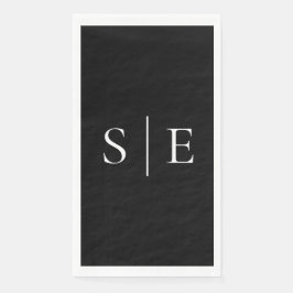Servilleta De Papel Monograma minimalista elegante en blanco y negro