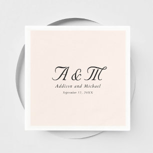 Servilleta De Papel Monograma, minimalista, elegante, Rubor-Beige, Bod