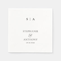 Monograma mínimo moderno Boda blanco y negro