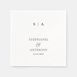 Servilleta De Papel Monograma mínimo moderno Boda blanco y negro