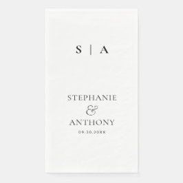 Servilleta De Papel Monograma mínimo moderno Boda blanco y negro