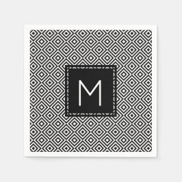 Servilleta De Papel Monograma moderno blanco y negro