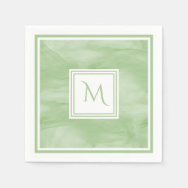 Servilleta De Papel Monograma moderno de mármol suave verde claro