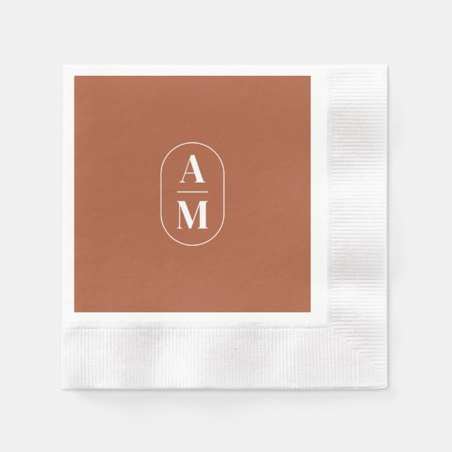 Servilleta De Papel Monograma moderno de píldora mínima - Terra Cotta (Anverso)