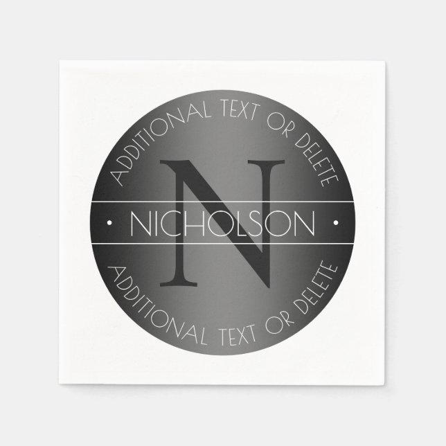 Servilleta De Papel Monograma moderno elegante con sombreado en blanco (Anverso)