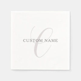 Servilleta De Papel Monograma moderno elegante | Gris y blanco (editab