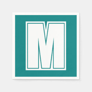 Servilleta De Papel Monograma moderno grande blanco   Verde esmeralda