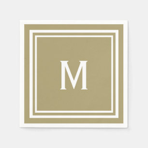 Servilleta De Papel Monograma moderno y elegante de Khaki Tan