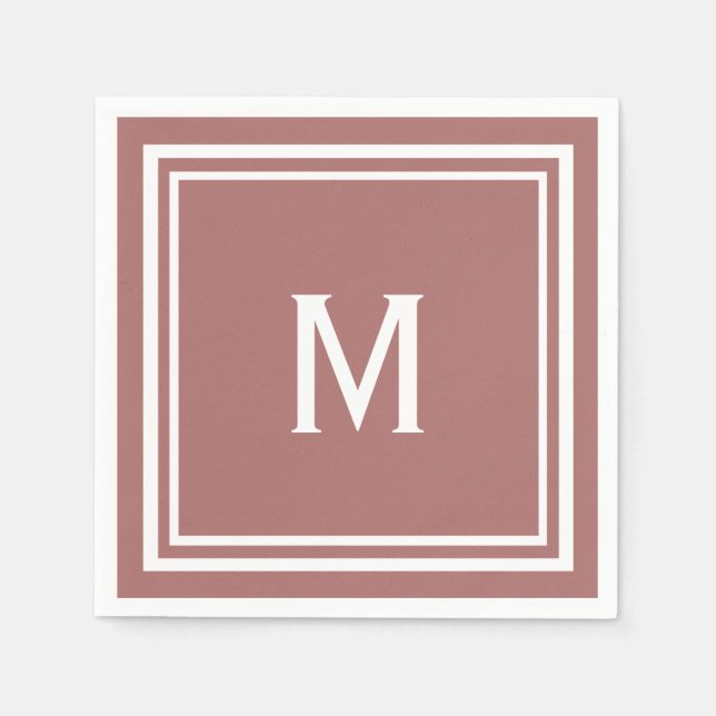 Servilleta De Papel Monograma moderno y elegante de terracota (Anverso)