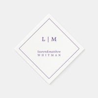 Monograma Morado Sencillo Elegante Boda