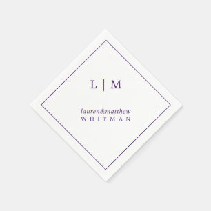 Servilleta De Papel Monograma Morado Sencillo Elegante Boda