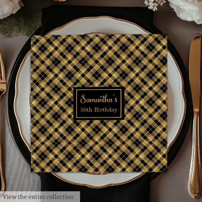 Servilleta De Papel Monograma Napkins Elegante Black Gold Cocktail Art (Monogram Napkins Elegant Black Gold Cocktail Art)