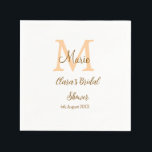 Servilleta De Papel monograma naranja para ducha de novia agregar nomb<br><div class="desc">diseño hermoso</div>
