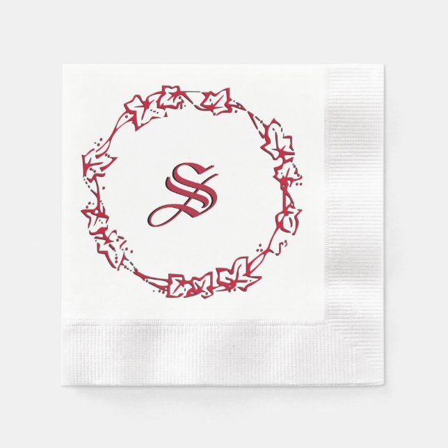 Servilleta De Papel Monograma Navidad Rojo (Anverso)