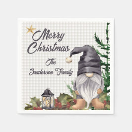 Servilleta De Papel Monograma Navidades Gnome de acuarela