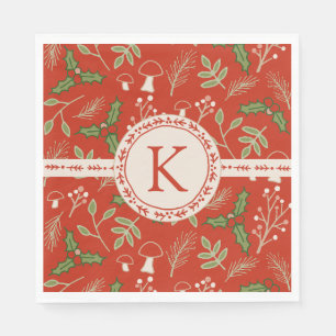 Servilleta De Papel Monograma Navidades Woodlands Red