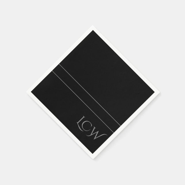 Servilleta De Papel Monograma negro básico (Borde)