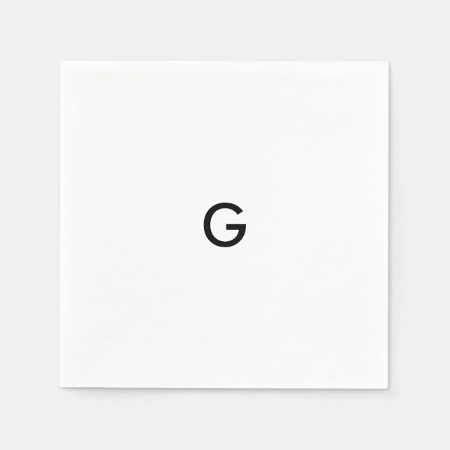 Servilleta De Papel Monograma negro simple con pañales blancos (Anverso)