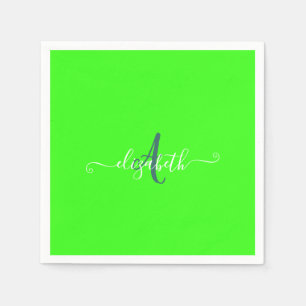 Servilleta De Papel Monograma neón fluorescente verde