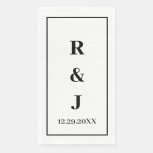 Servilleta De Papel Monograma Nombre de Pareja Personalizado Elegante