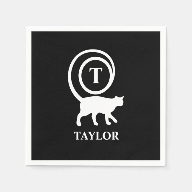 Servilleta De Papel Monograma Nombre inicial Gato Gato Gatito Gatito G (Anverso)