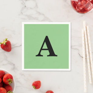 Servilleta De Papel Monograma Nombre personalizado inicial Negro Sage