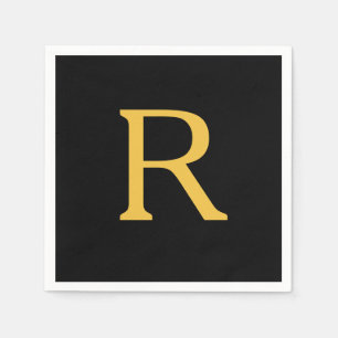 Servilleta De Papel Monograma Nombre personalizado inicial Oro Negro d