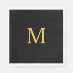 Servilleta De Papel Monograma nombre personalizado inicial oro negro e