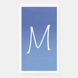 Servilleta De Papel Monograma Ombre de Azul Medio y Aciano