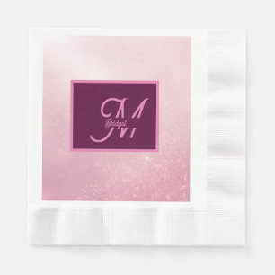 Servilleta De Papel Monograma ombre de chica rosa femenino suave con d