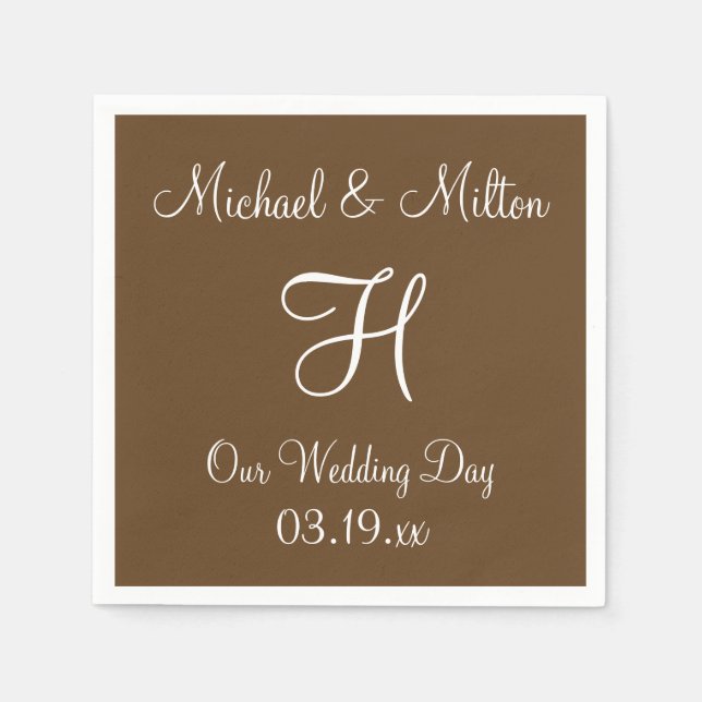 Servilleta De Papel Monograma Otter Brown Classy Napkins Monocroma (Anverso)