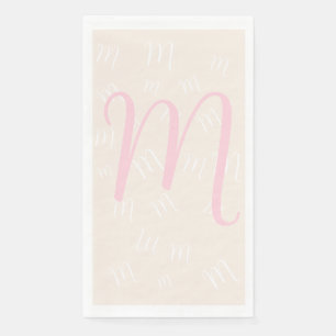 Servilleta De Papel Monograma Pastel Rosa Elegante Duplicante Ropa