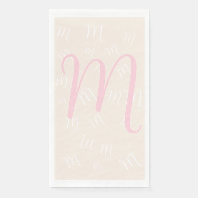 Servilleta De Papel Monograma Pastel Rosa Elegante Duplicante | Ropa (Anverso)
