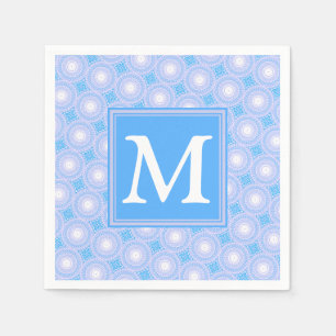 Servilleta De Papel Monograma Patrón de círculos azules eléctricos