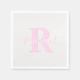 Servilleta De Papel Monograma personalizable lindo Rosa ombré y gris