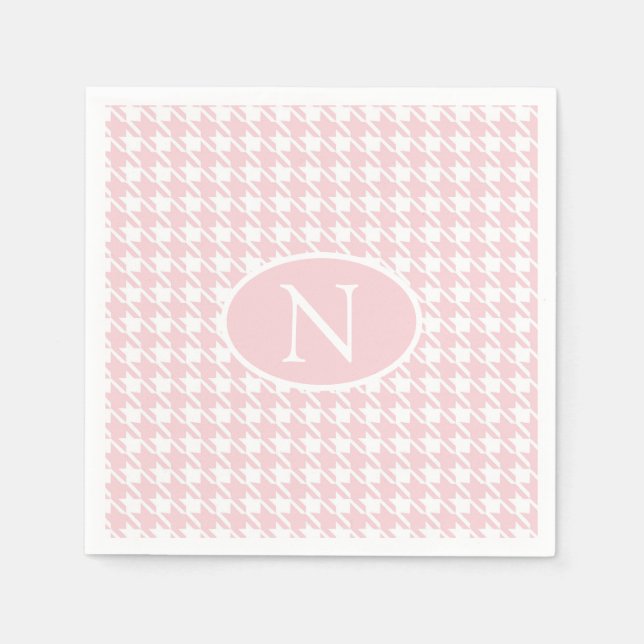 Servilleta De Papel Monograma personalizada rosa de cuadros (Anverso)