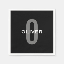 Servilleta De Papel Monograma personalizado Blanco gris negro nombre