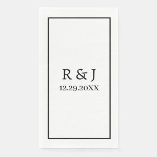Servilleta De Papel Monograma Personalizado Boda Nombre de pareja Blan